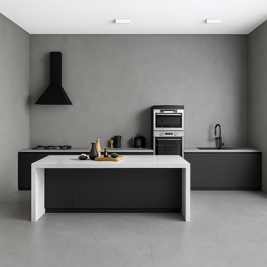 Panel SPC para paredes gran formato 2600x900x5 mm con sistema click. Modelo Marmol Gris - C5 Coverings