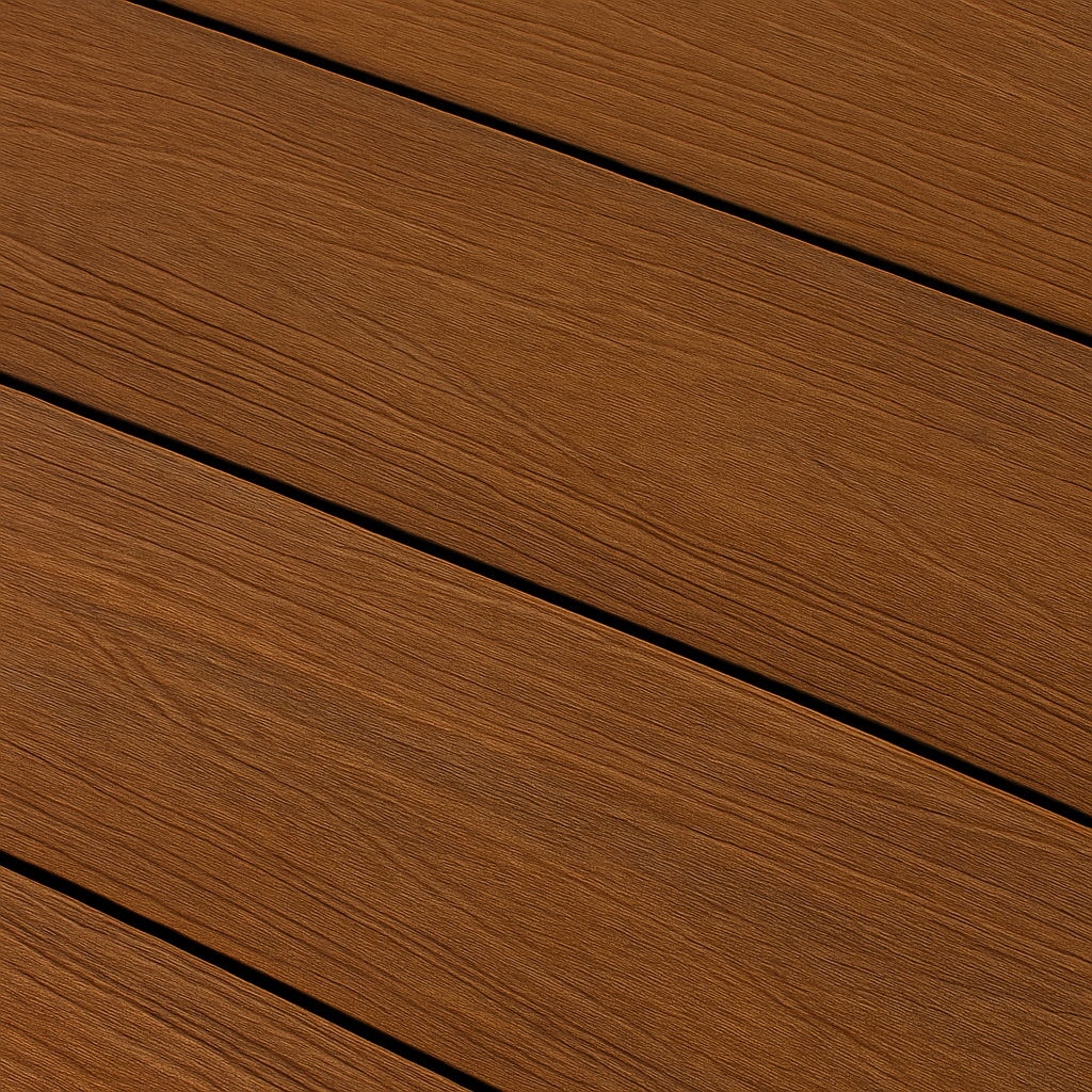 Tabla Tarima exterior composite Supradeck Encapsulada – Color Teka, perfil macizo y sin mantenimiento - C5 Coverings
