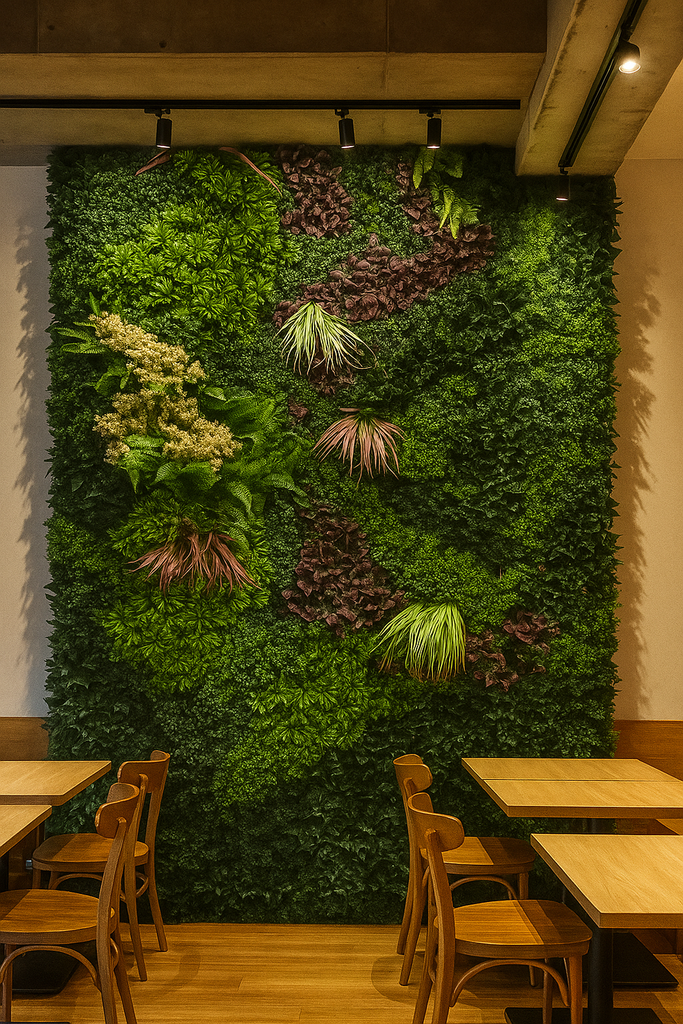 Jardín vertical artificial “Variado” – Panel 1x1 m con diseño continuo - C5 Coverings