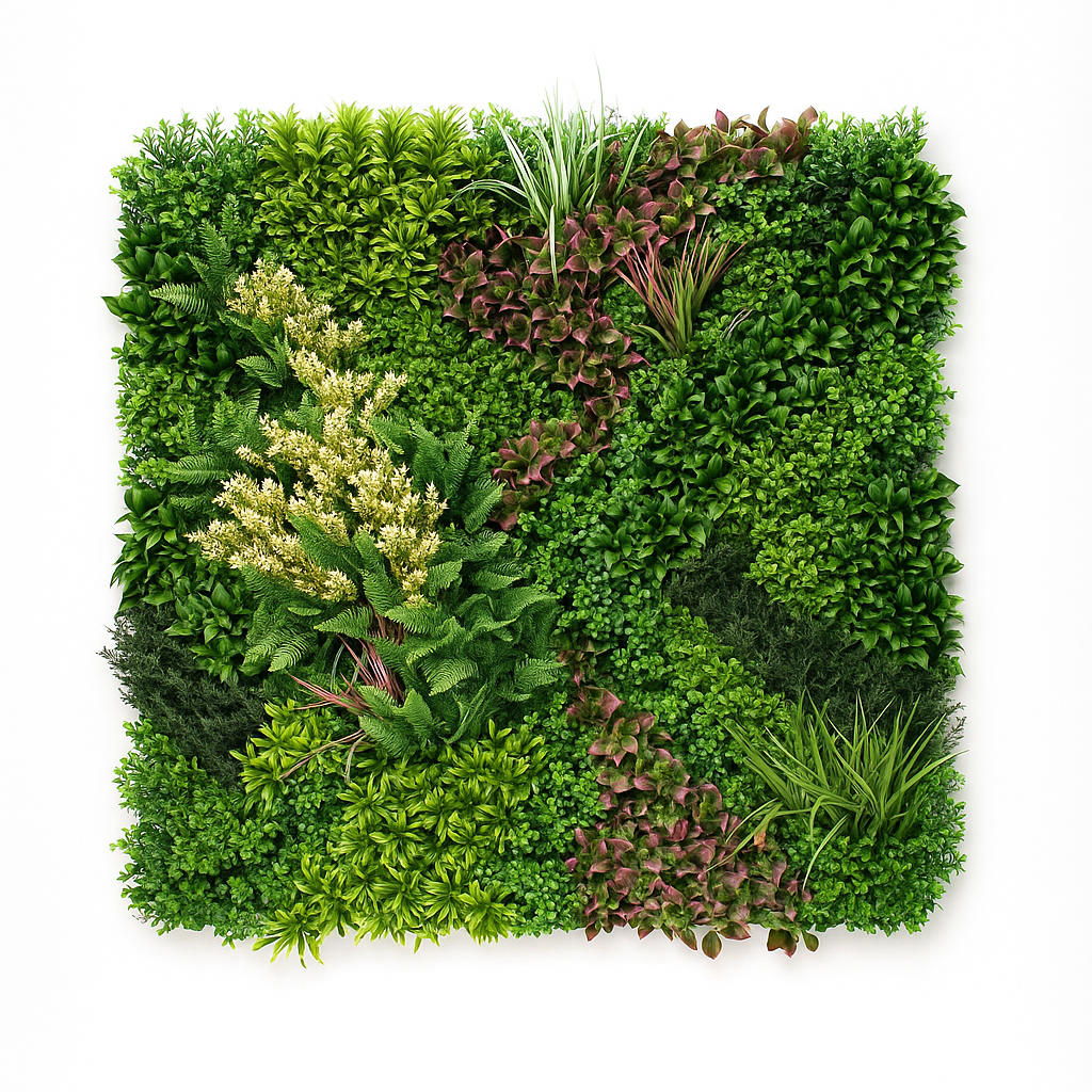 Jardín vertical artificial “Variado” – Panel 1x1 m con diseño continuo - C5 Coverings