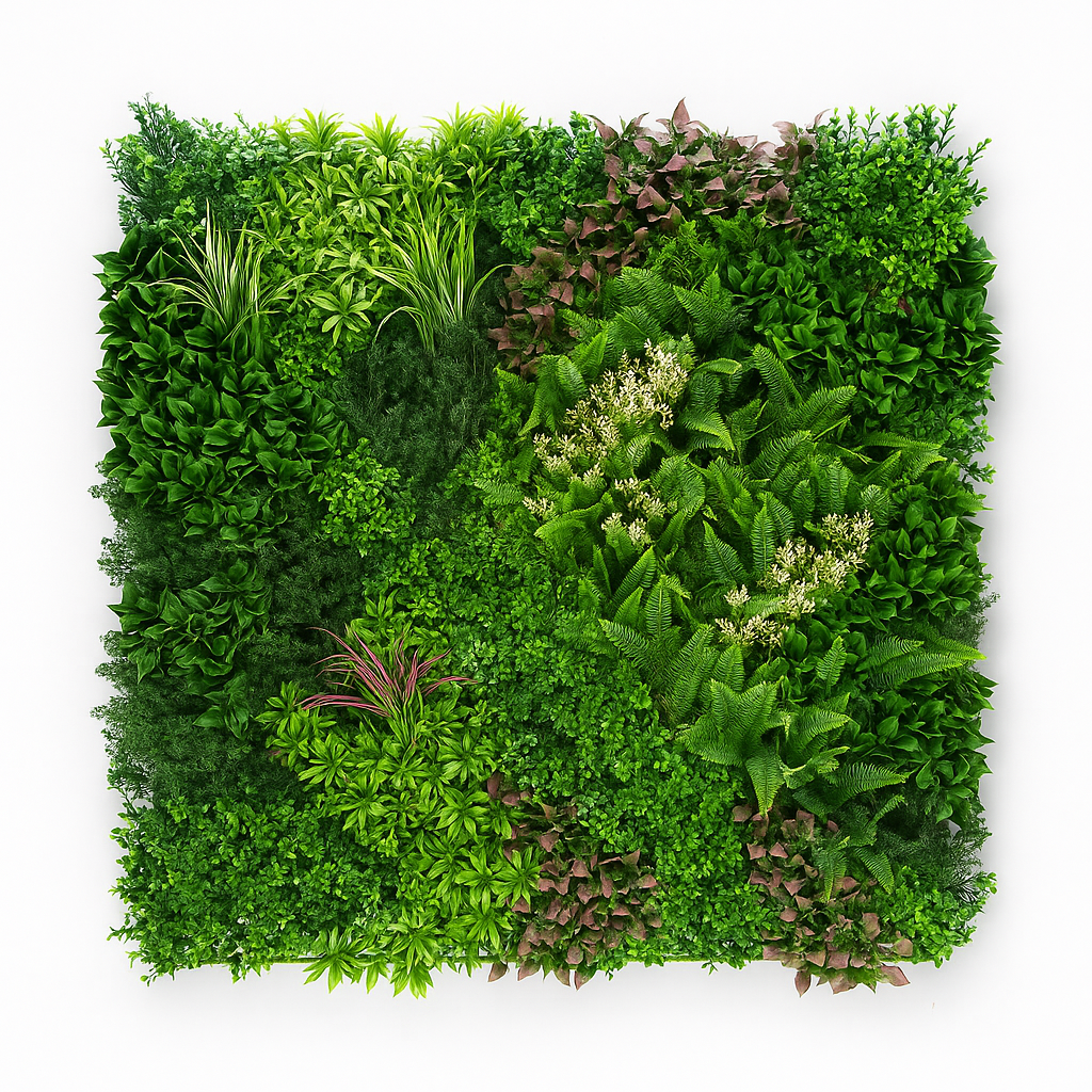 Jardín vertical artificial “Variado” – Panel 1x1 m con diseño continuo - C5 Coverings