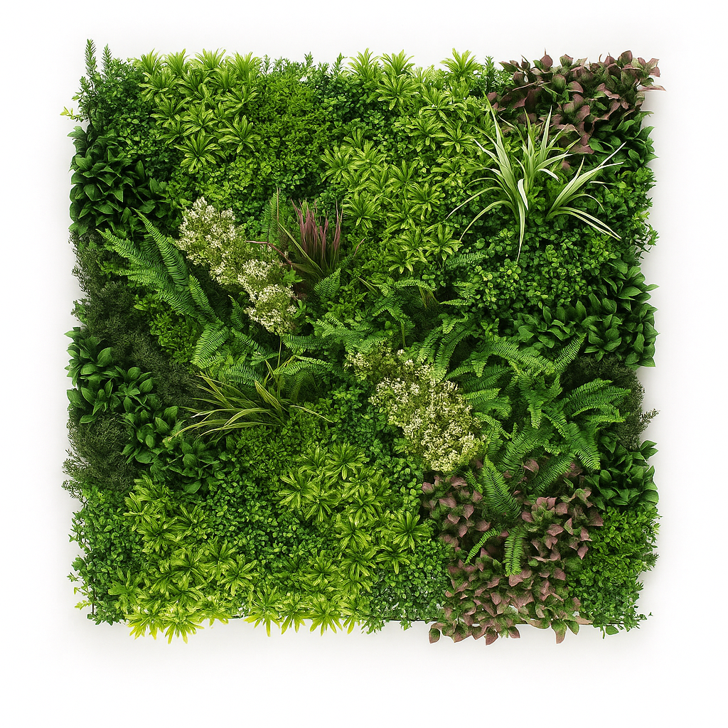 Jardín vertical artificial “Variado” – Panel 1x1 m con diseño continuo - C5 Coverings